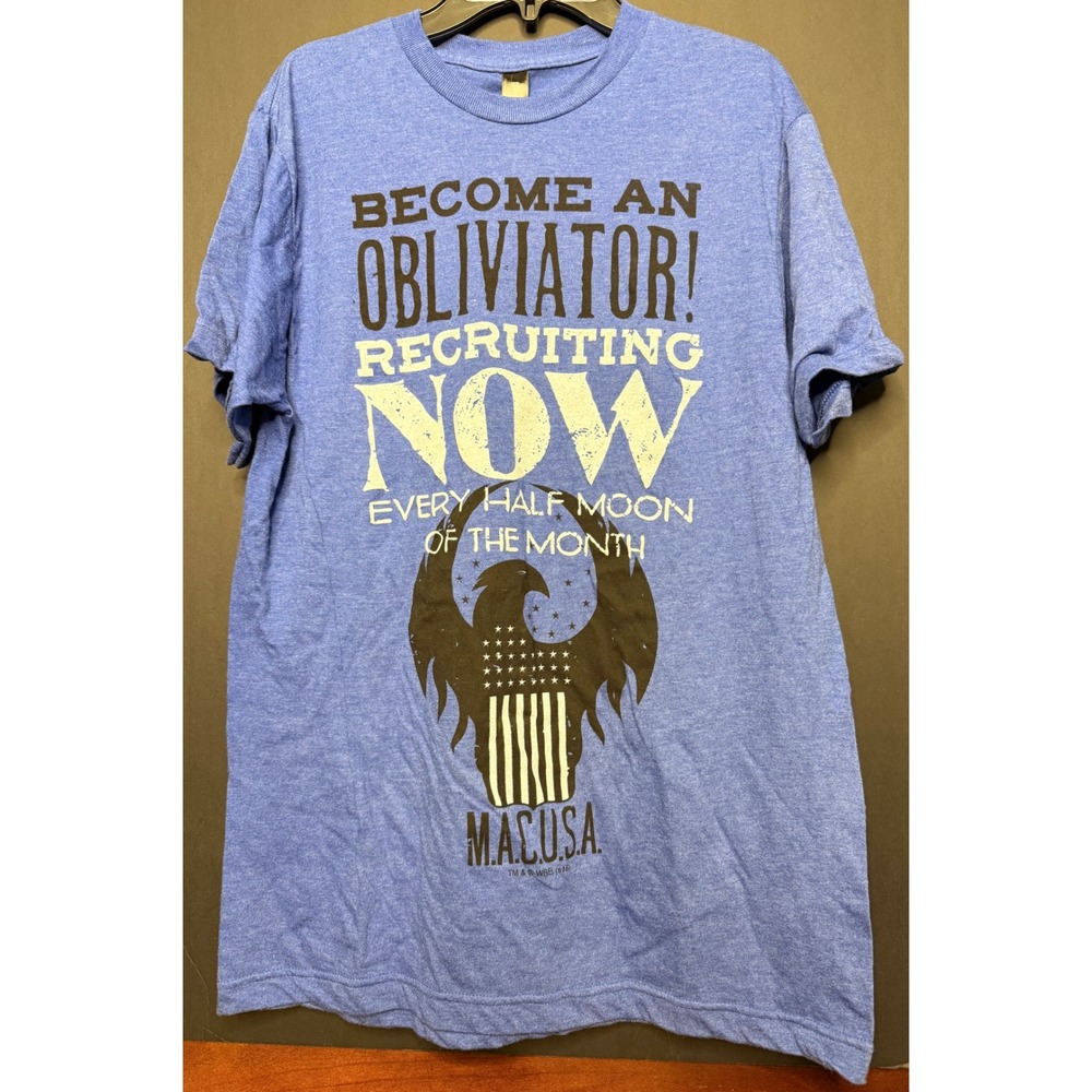 Fantastic Beasts MACUSA Obliviator Graphic T-Shirt Blue Medium Loot Crate NEW